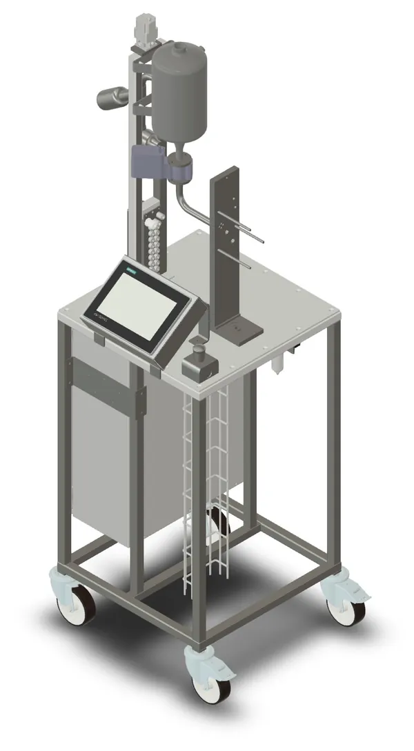 Automatische Prüfstation für Füllventile, 3D-Modell aus dem Meisterstück